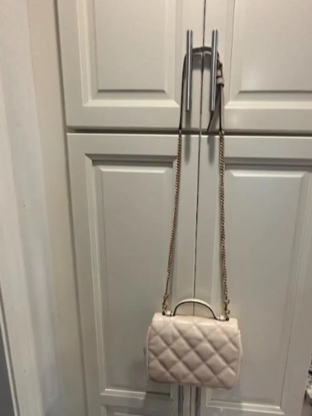 Tory Burch White Leather Quilted Shoulder Bag
